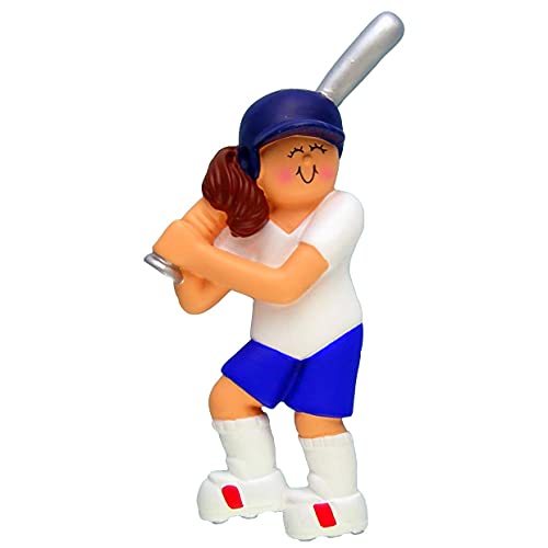 Softball Girl Ornament (Female Brown)