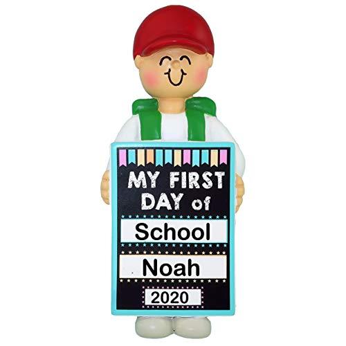 Student Boy Chalkboard Poster Ornament (Boy First Day)