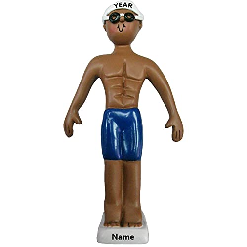 Swimmer Personalized Ornament (Male African American) Default Title