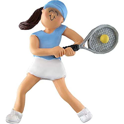 Tennis Girl Ornament (Female Brown Hair)