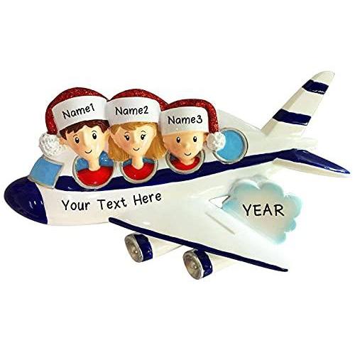 Travel Flight Trip Family Ornament (Family of 3)