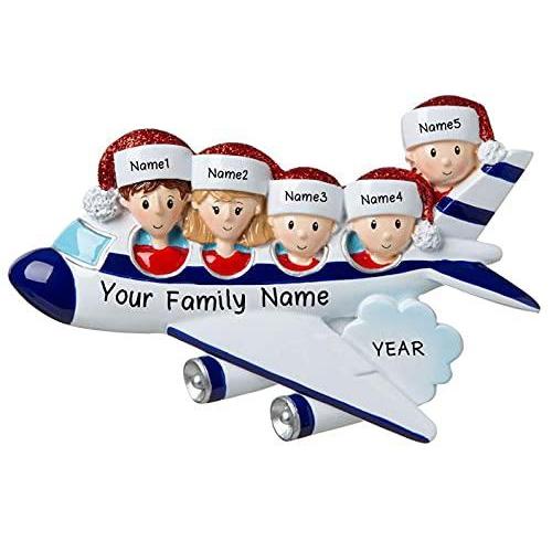 Travel Flight Trip Family Ornament (Family of 5)