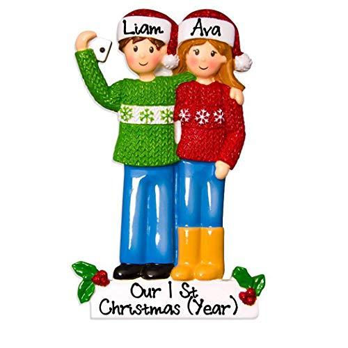 Ugly Christmas Sweater Selfie Couple Ornament