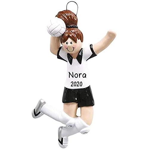 Volleyball Girl Brown Christmas Ornament