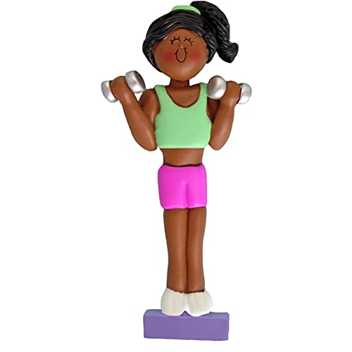 Weight Lifter Ornament (Female African American)