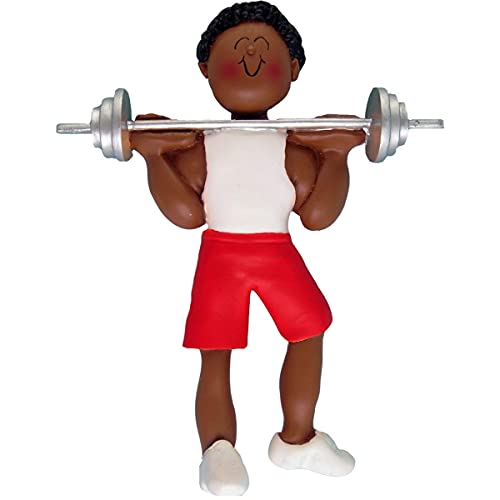 Weight Lifter Ornament (Male African American)