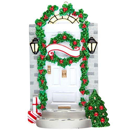White Green Door House - Our First Home Ornament